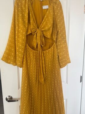 Yellow Tie-Front  cut out Maxi Dress
